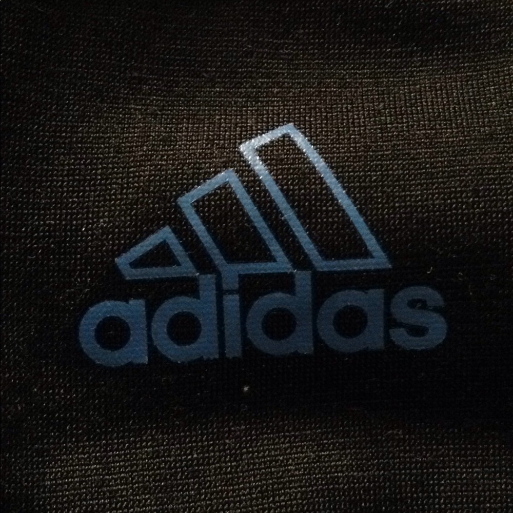 Men's black Adidas sweatpants blue stripes on side - Picture 3 of 4